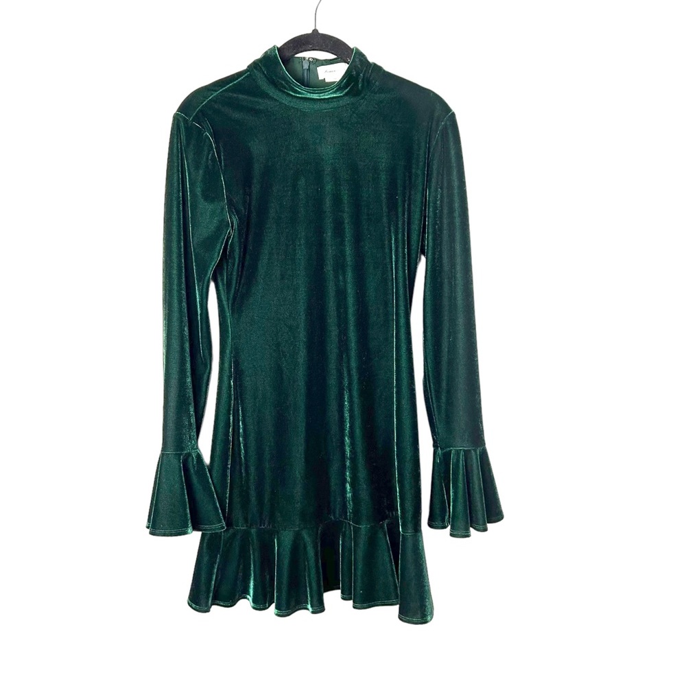 Lovers + Friends Green Velvet Long Sleeve Dress - Picture 2 of 9